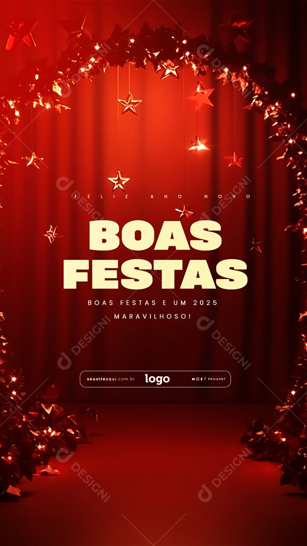Story Boas Festas Feliz Natal e Feliz Ano Novo Social Media PSD Editável
