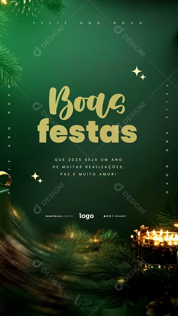 Story Boas Festas Feliz Natal e Feliz Ano Novo Social Media PSD Editável