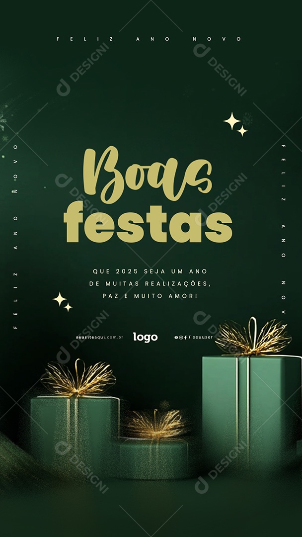 Story Boas Festas Feliz Natal e Feliz Ano Novo Social Media PSD Editável