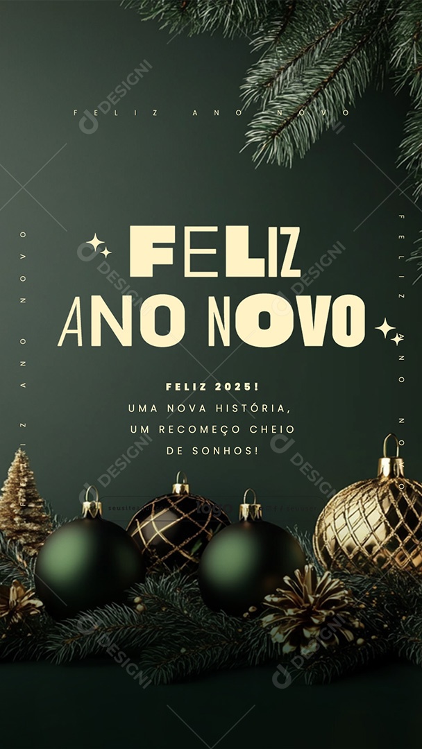 Story Feliz Ano Novo 2025 01 de Janeiro Social Media PSD Editável