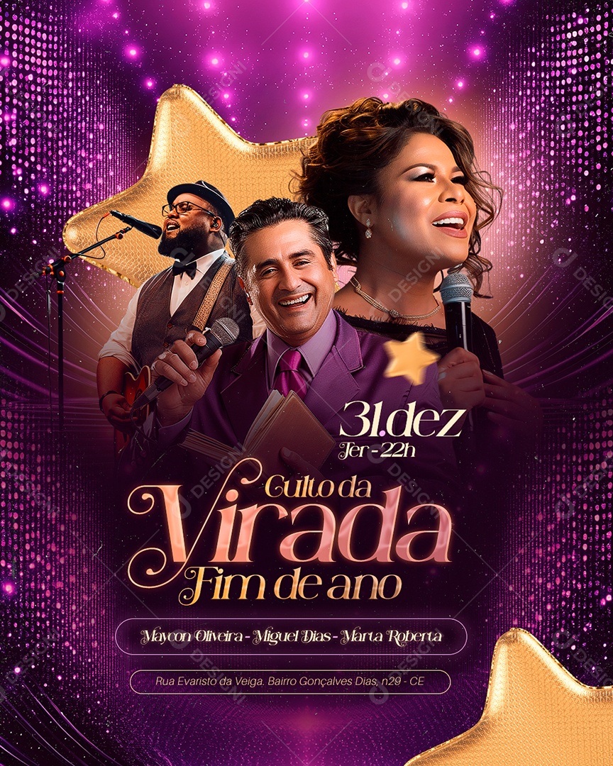 Gospel Culto da Virada Fim de Ano Social Media PSD Editável