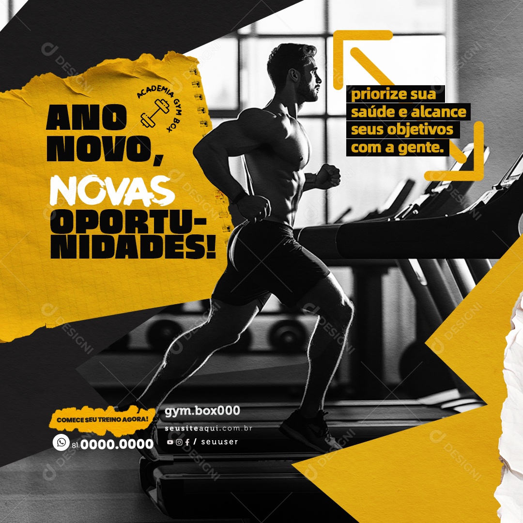 Academia Ano Novo Novas Oportunidades Social Media PSD Editável