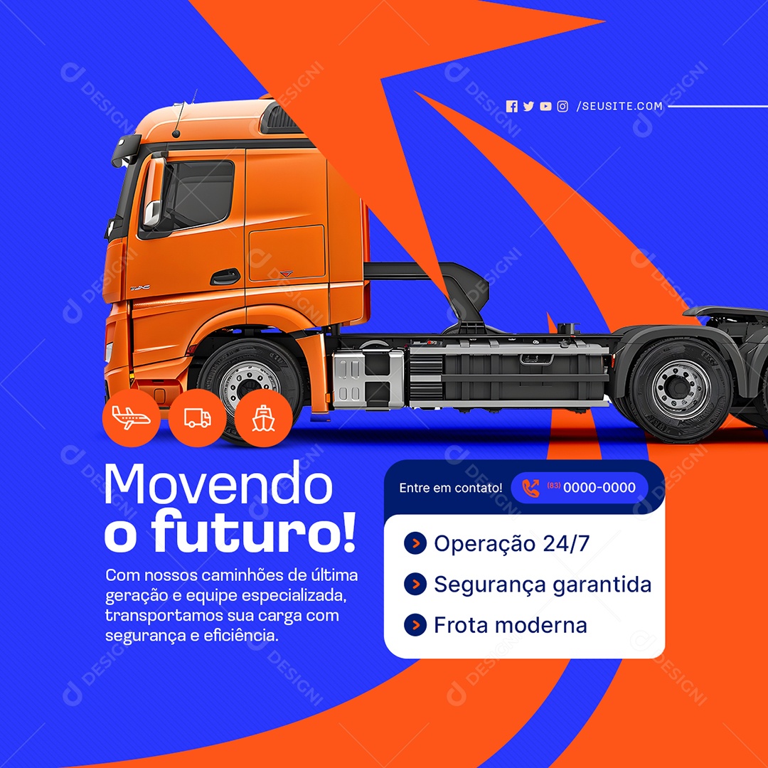 Transportadora Movendo o Futuro Social Media PSD Editável
