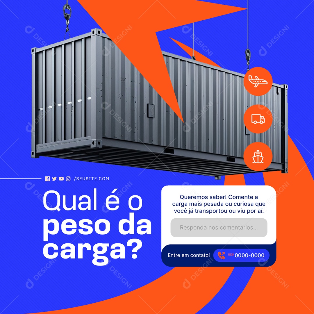 Transportadora Qual é o Peso da Carga Social Media PSD Editável