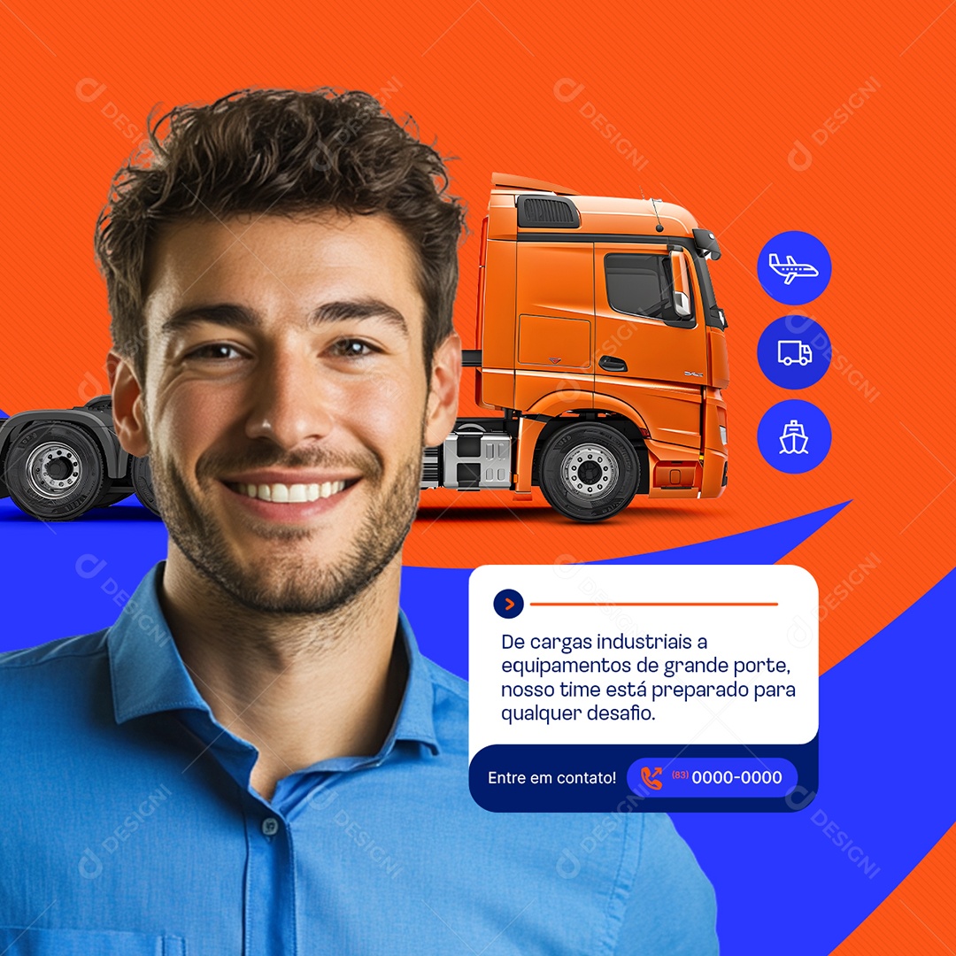 Transportadora Entre em Contato Social Media PSD Editável