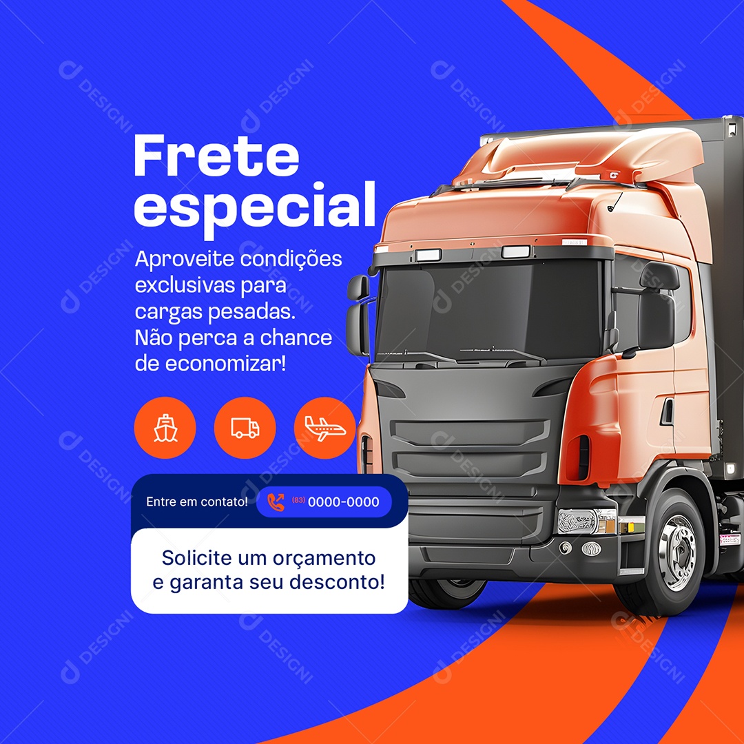 Transportadora Frete Especial Social Media PSD Editável