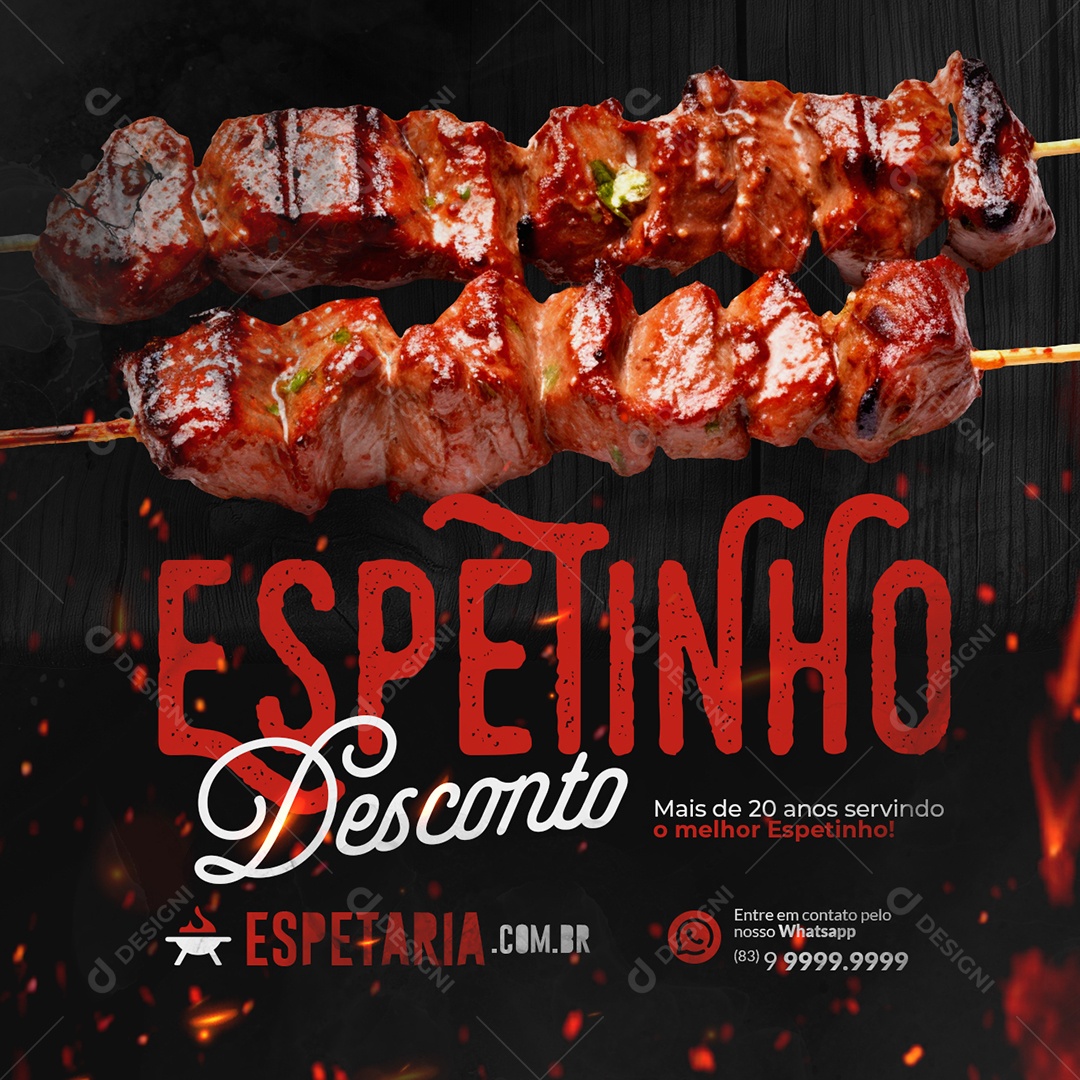 Espetinho Desconto Social Media PSD Editável