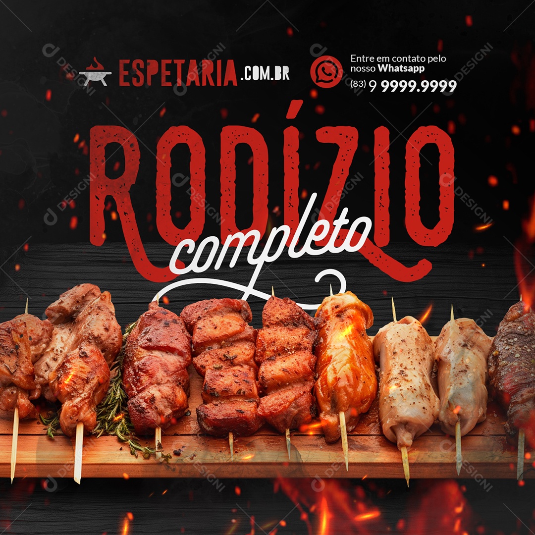 Espetinho Rodízio Completo Social Media PSD Editável