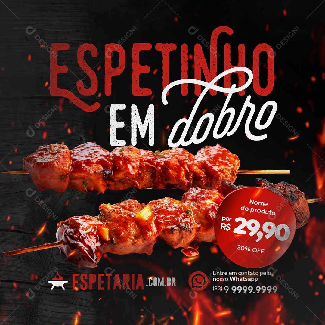 Espetinho em Dobro Social Media PSD Editável