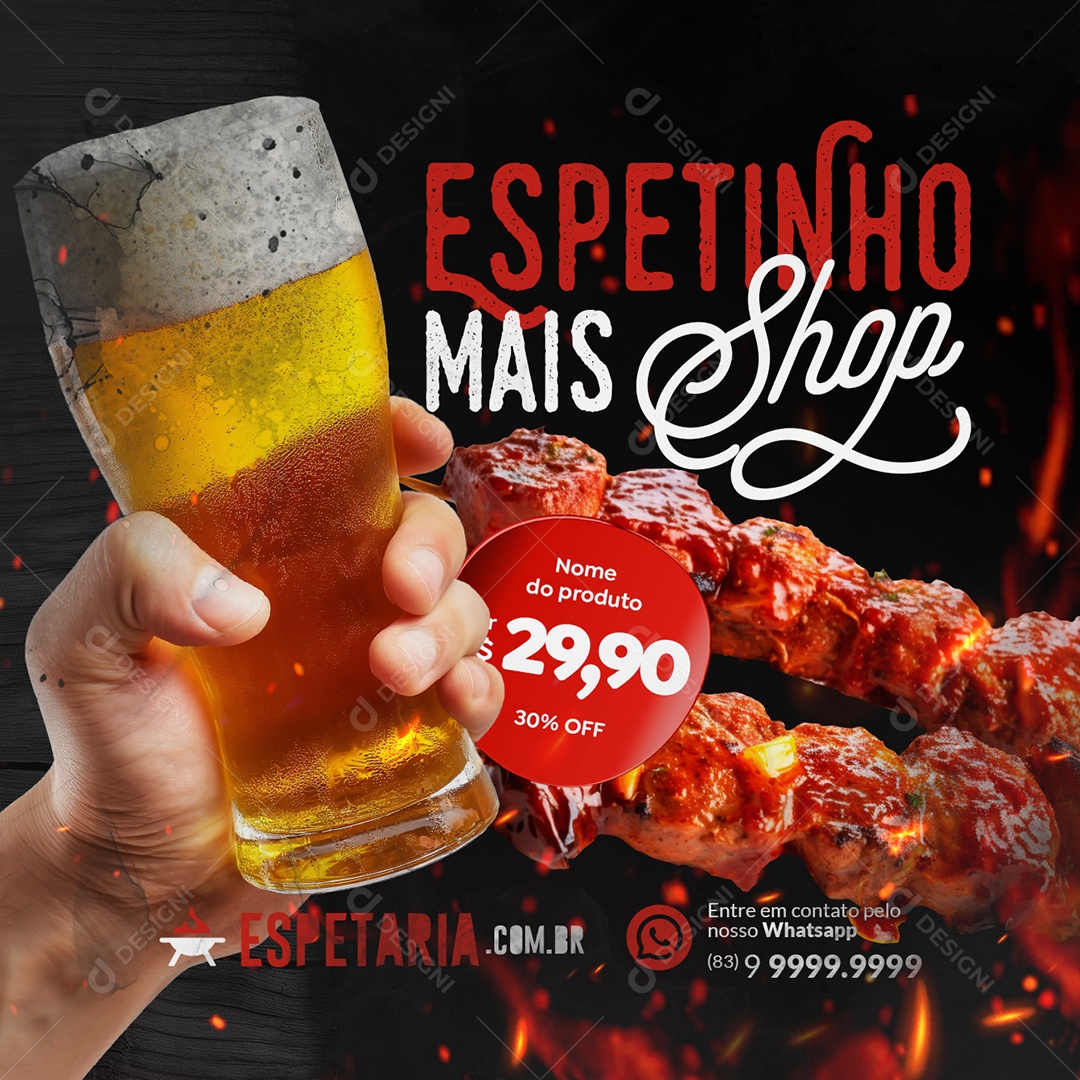Espetinho Mais Shop Social Media PSD Editável