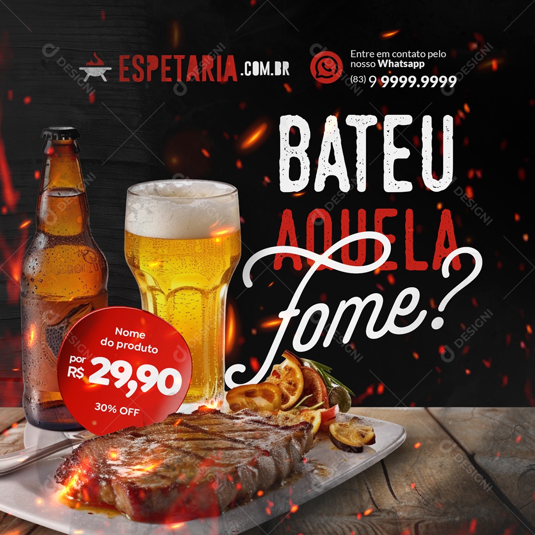 Espetinho Bateu Aquela Fome Social Media PSD Editável