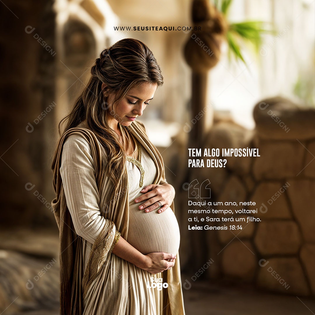 Frase Motivacional Tem Algo Impossível Para Deus Social Media PSD Editável