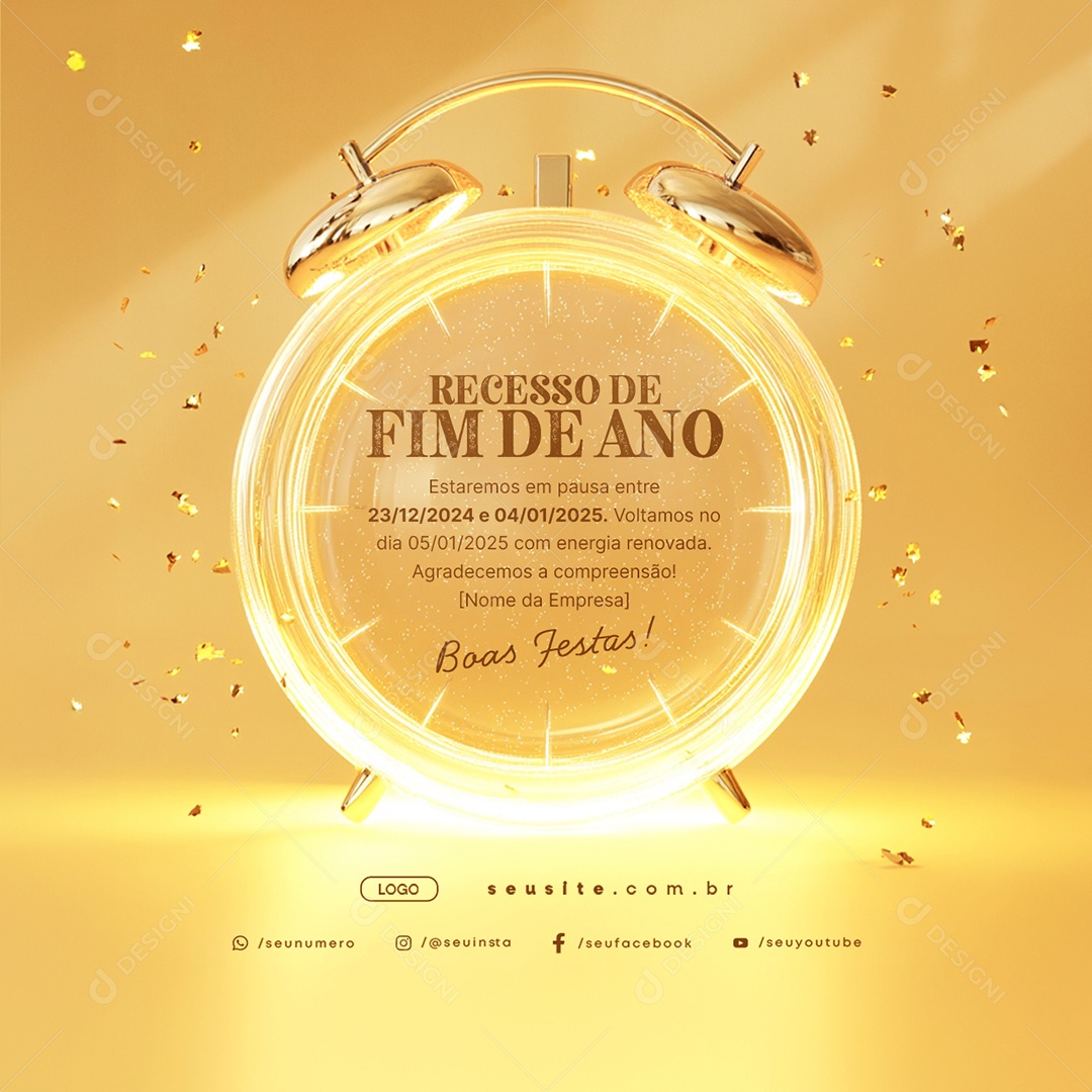 Recesso Fim de Ano Boas Festas Social Media PSD Editável