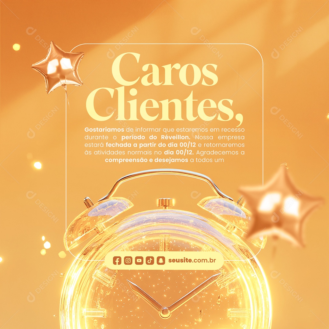 Recesso Caros Clientes Social Media PSD Editável