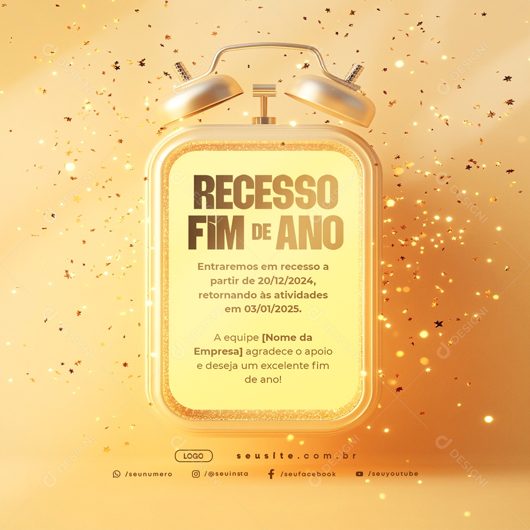 Recesso Fim de Ano Entraremos em Recesso Social Media PSD Editável