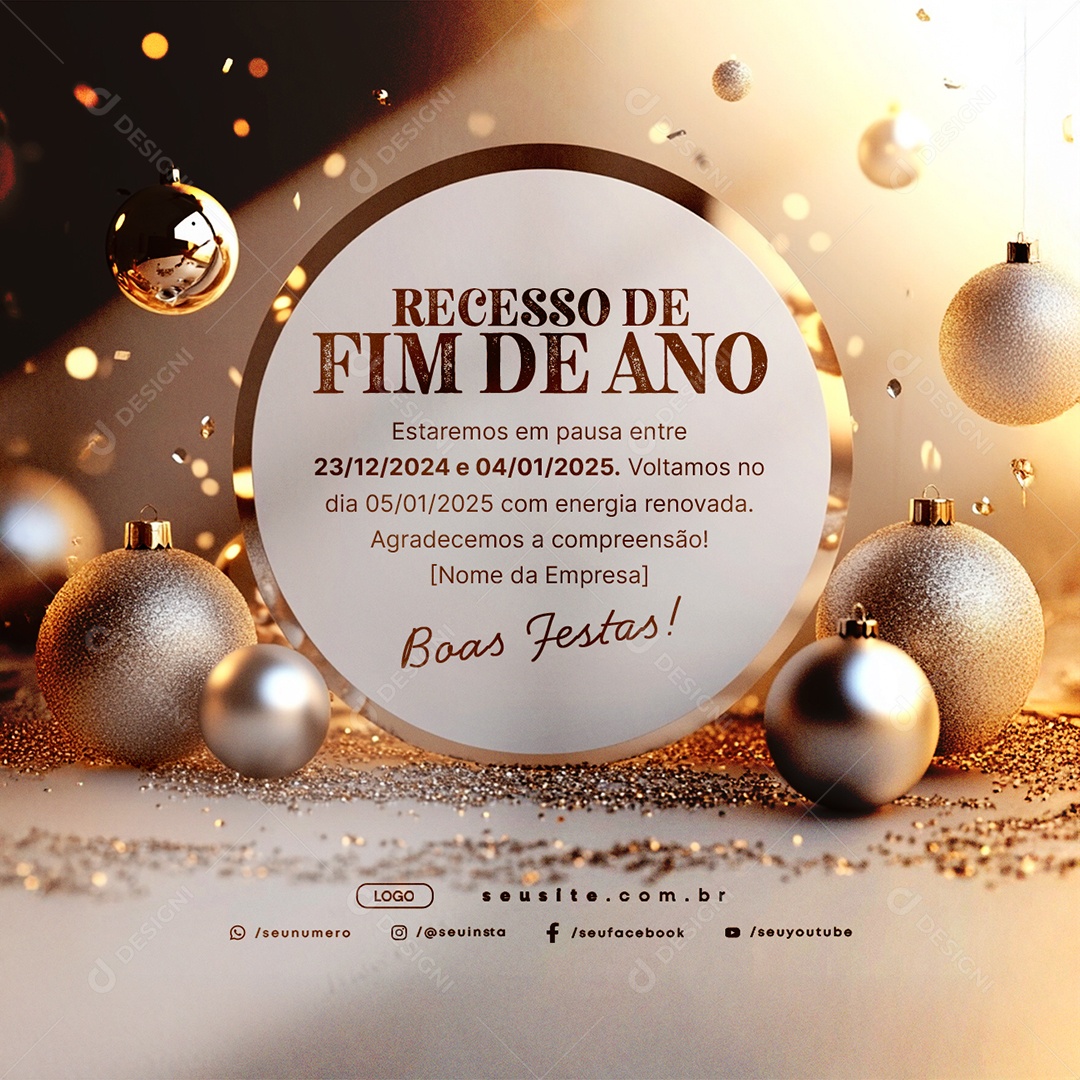 Recesso De Fim de Ano Boas Festas Social Media PSD Editável