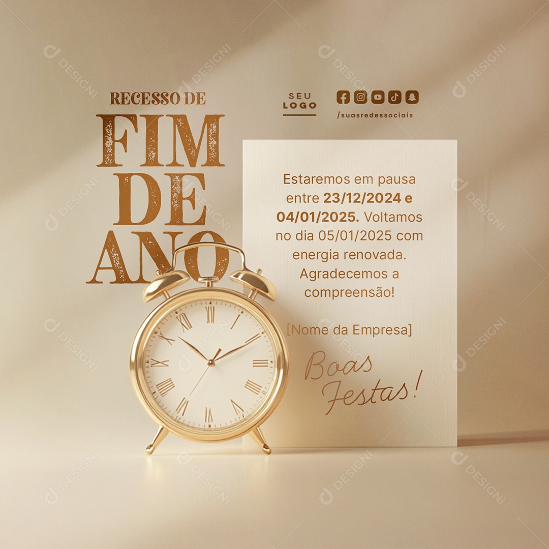 Recesso De Fim de Ano Estaremos em Pausa Social Media PSD Editável