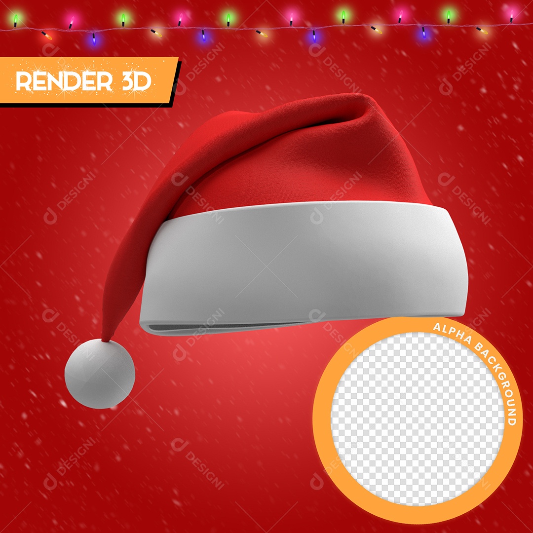 Elemento 3D Gorro De Papai Noel Para Composição PSD