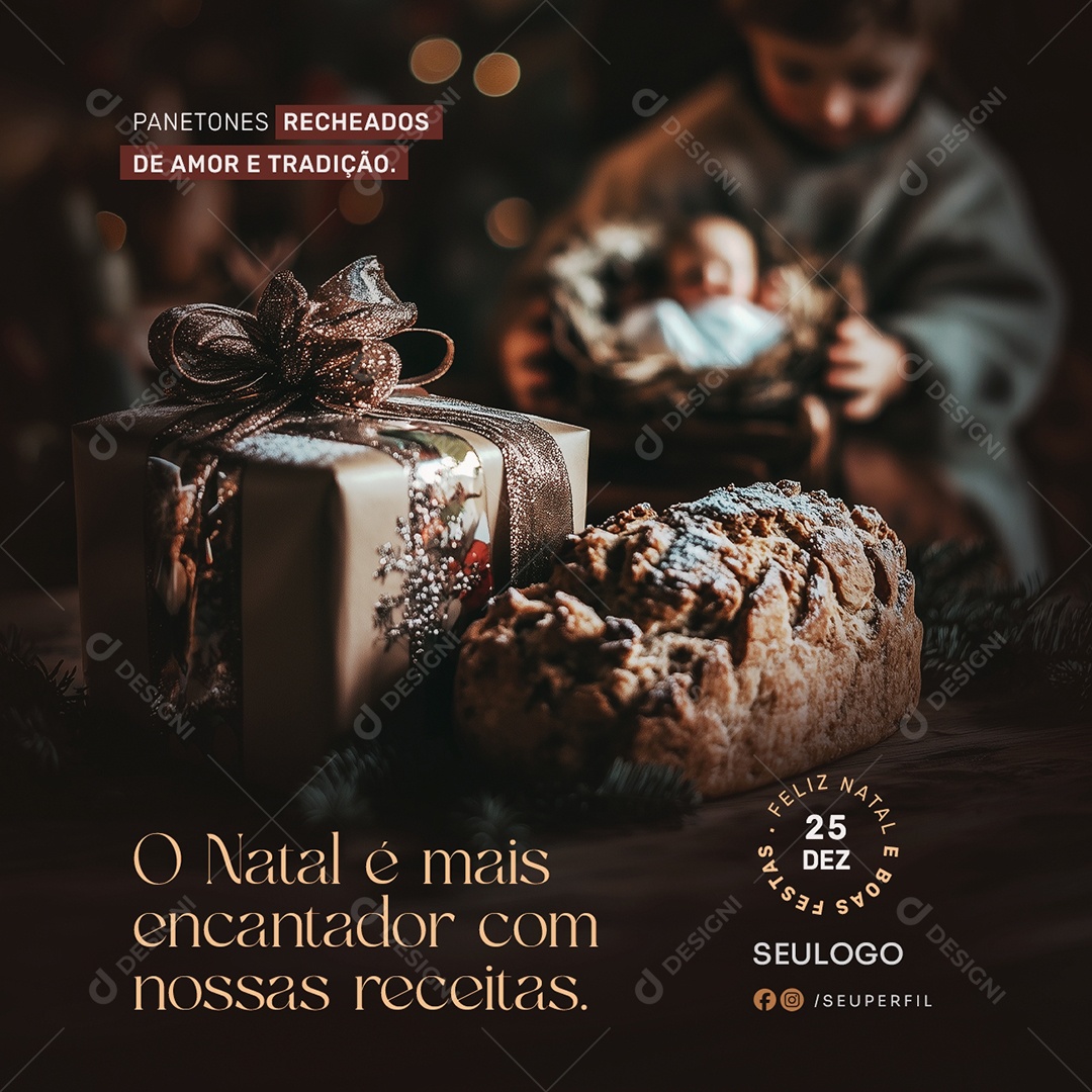 Padaria O Natal é Mais Encantador Com Nossas Receitas Social Media PSD Editável