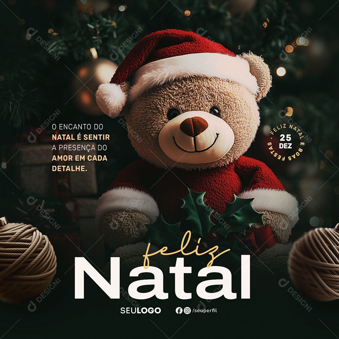 Feliz Natal O Encanto Do Natal Social Media PSD Editável