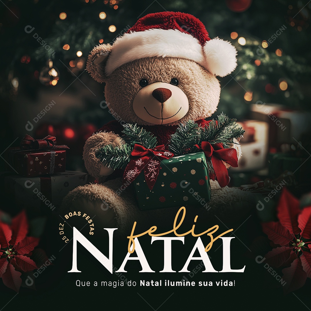 Feliz Natal Que A Magia Do Natal Ilumine Sua Vida Social Media PSD Editável
