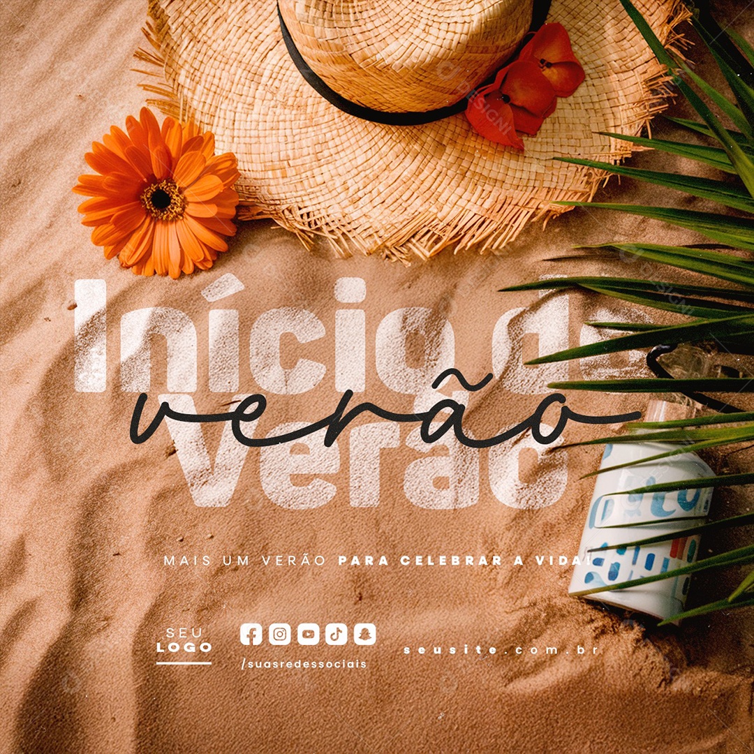 Início do Verão Mais Um Verão para Celebrar a Vida Social Media PSD Editável