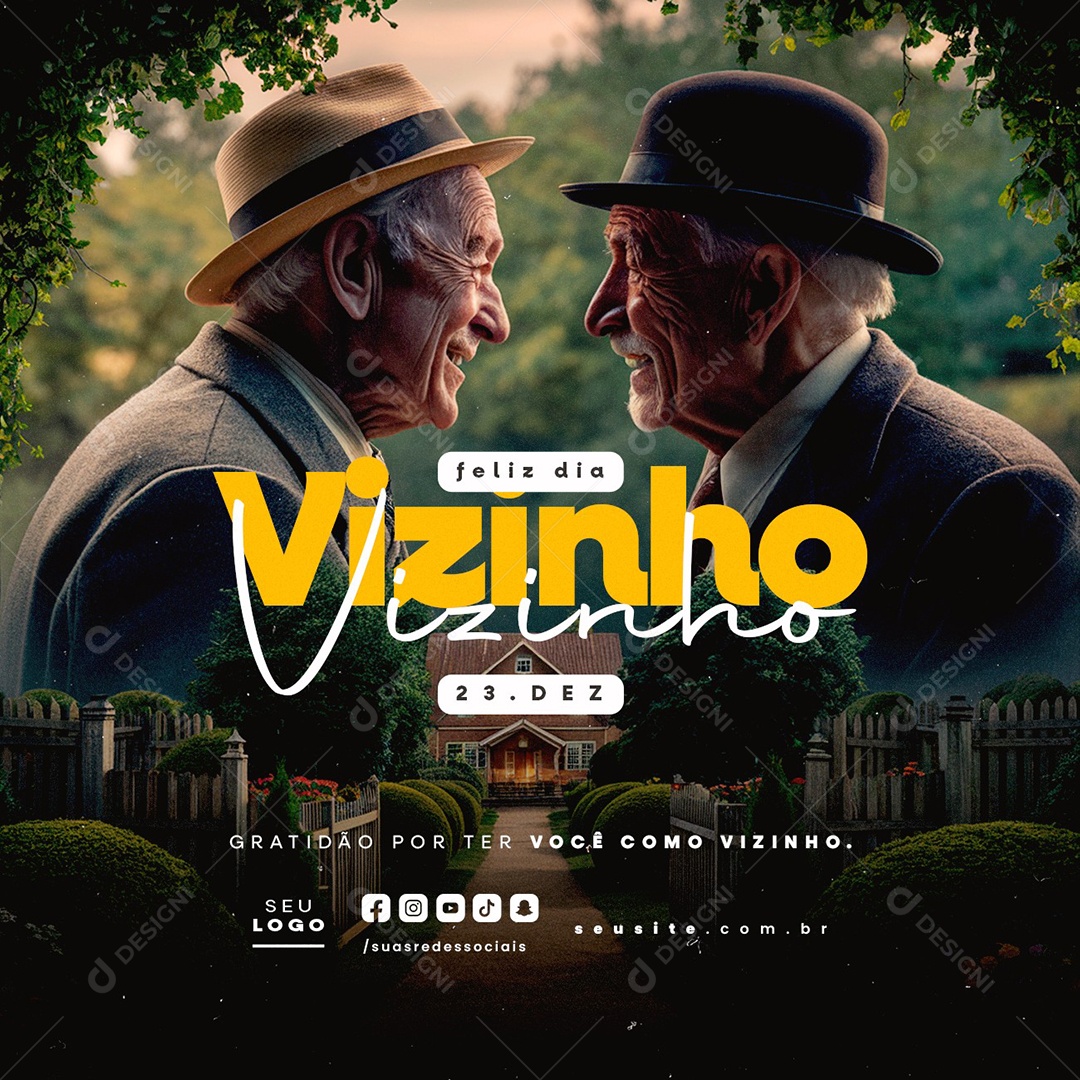 Feliz Dia do Vizinho 23 de Dezembro Social Media PSD Editável