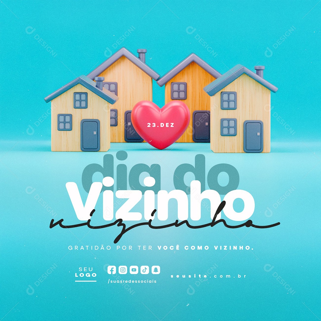 Dia do Vizinho 23 de Dezembro Gratidão Por Ter Você Social Media PSD Editável