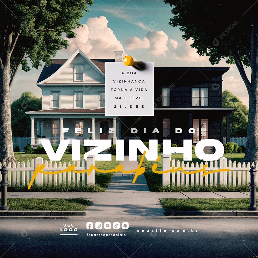 Dia do Vizinho 23 de Dezembro A Boa Vizinhança Torna a Vida Mais Leve Social Media PSD Editável