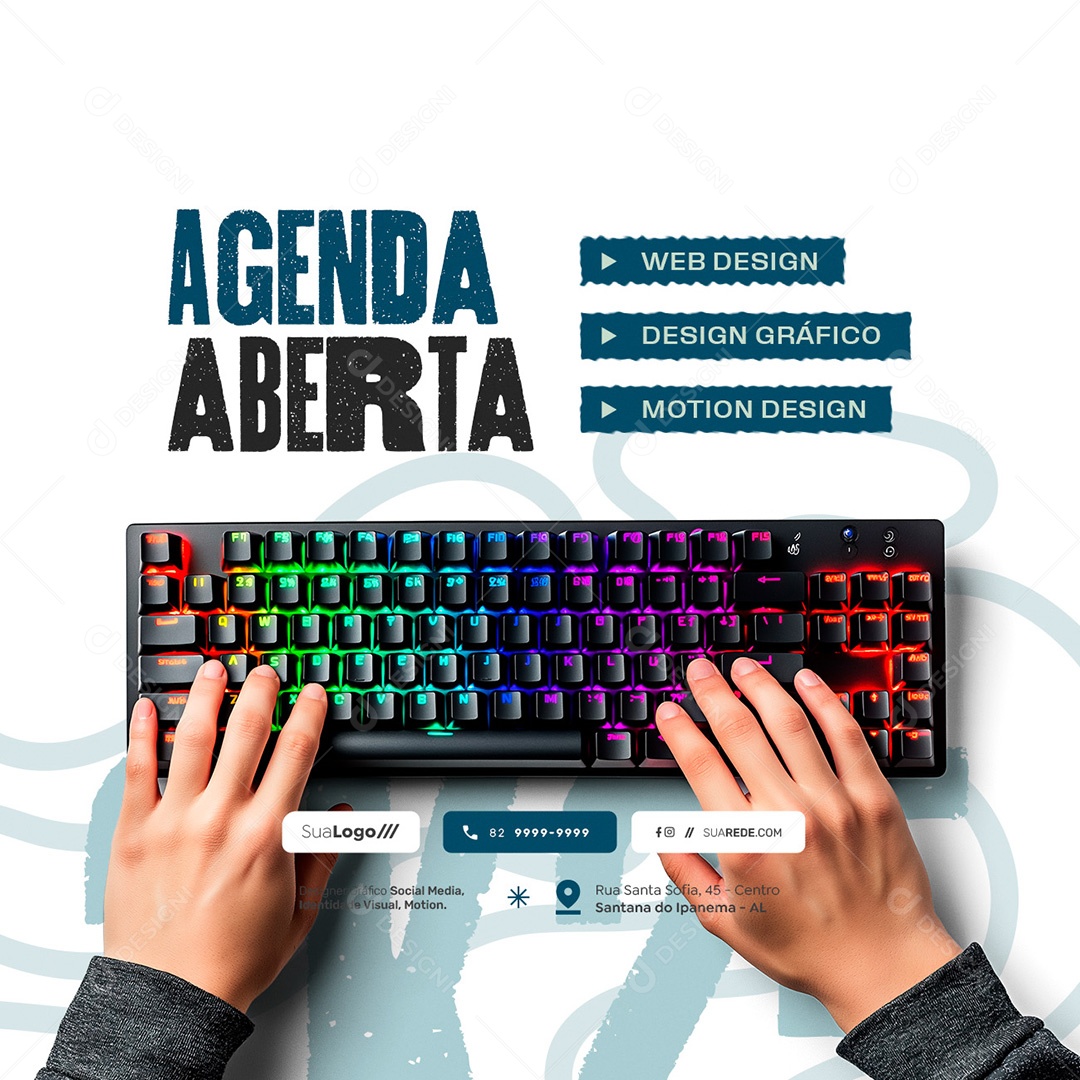 Designer Gráfico Agenda Aberta Web Design Social Media PSD Editável
