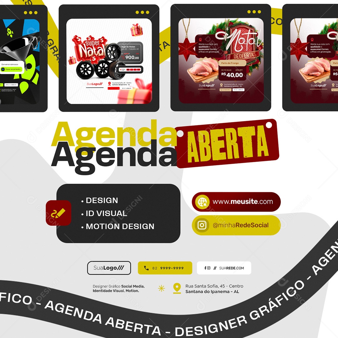 Designer Gráfico Agenda Aberta Design ID Visual Social Media PSD Editável