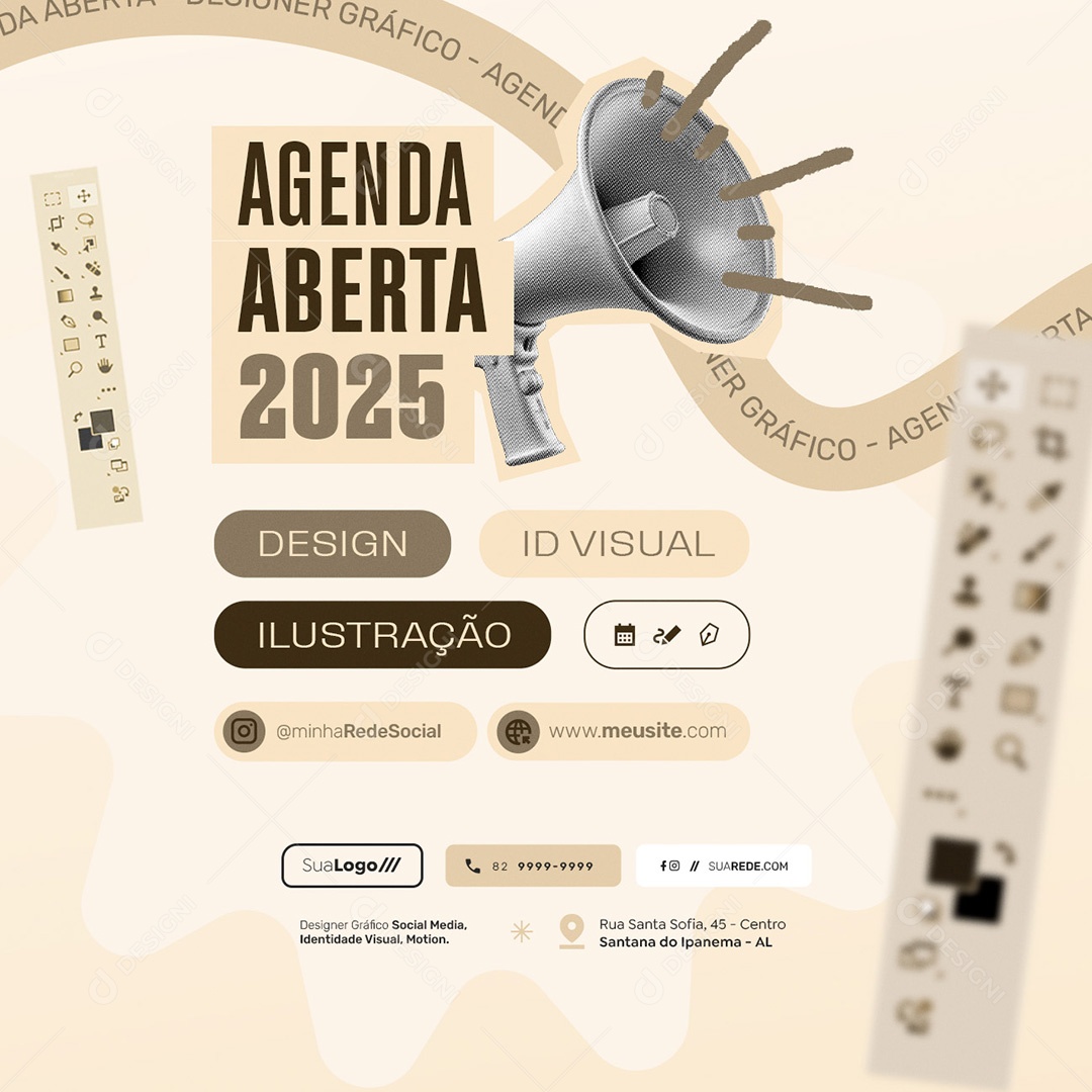 Designer Gráfico Agenda Aberta 2025 Design ID Visual Social Media PSD Editável