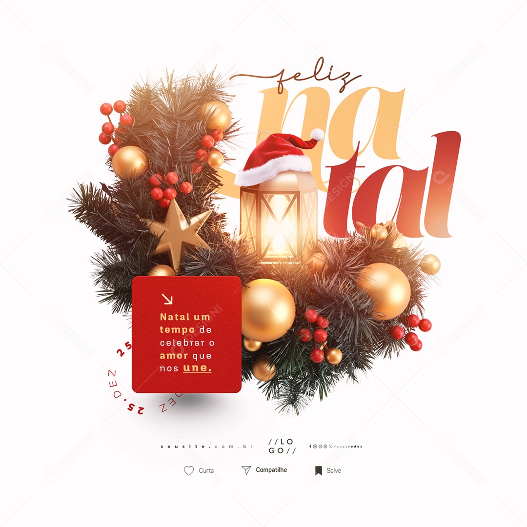 Feliz Natal 25 de Dezembro Tempo de Celebrar Social Media PSD Editável