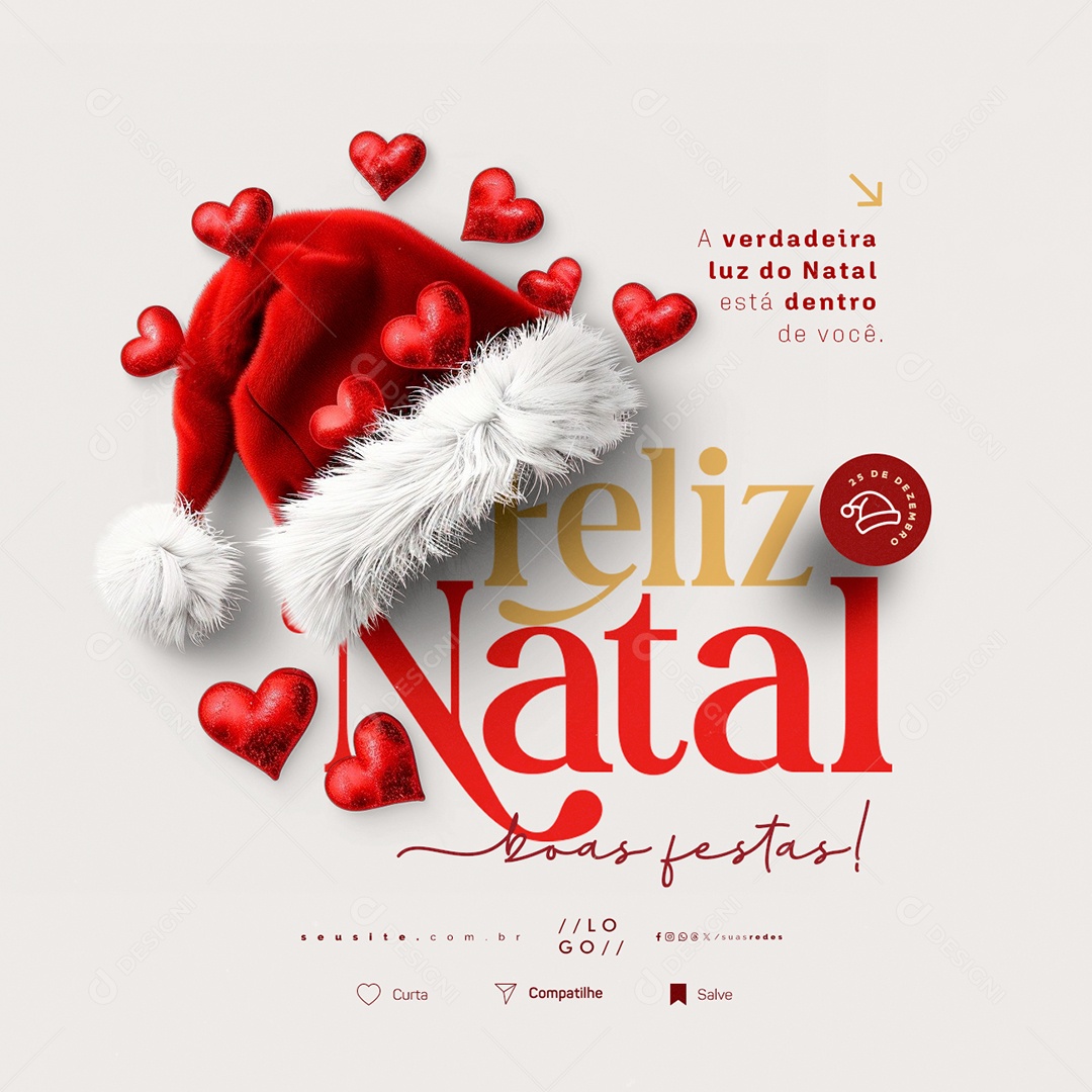 Feliz Natal 25 de Dezembro Boas Festas Social Media PSD Editável