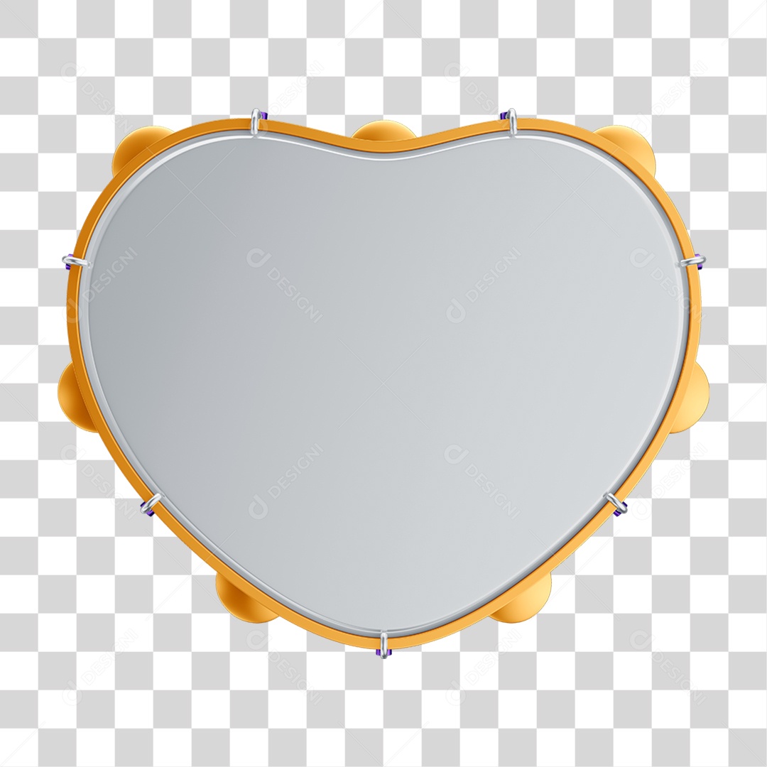 Elemento 3D Instrumento Pandeiro Carnaval PNG Transparente