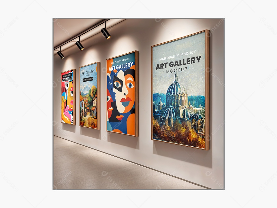 Parede de uma Galeria Mockup PSD Editável