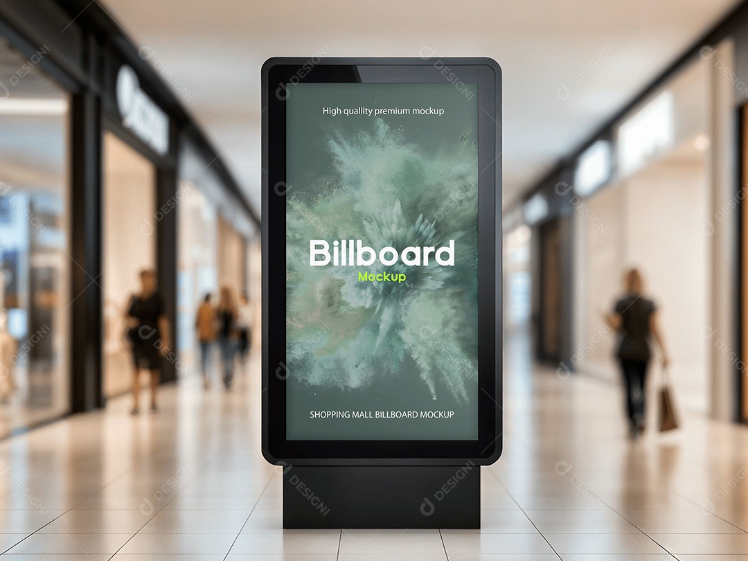 Placa no Shopping Mockup PSD Editável