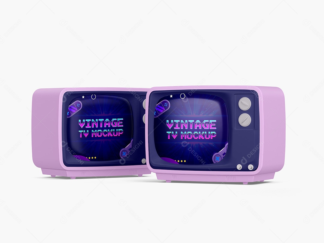 Duas TV Retro Mockup PSD Editável