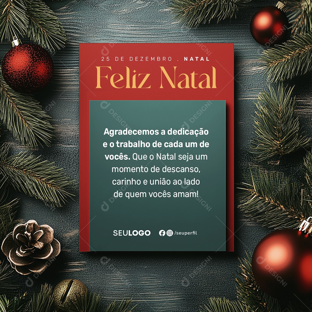 Feliz Natal Agradecimentos Aos Funcionários Social Media PSD Editável