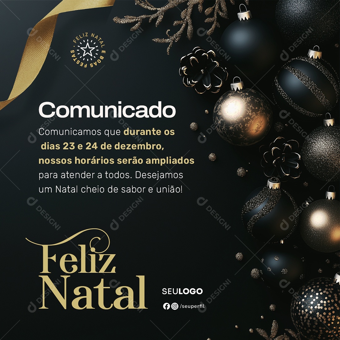 Feliz Natal Horário De Funcionamento Social Media PSD Editável