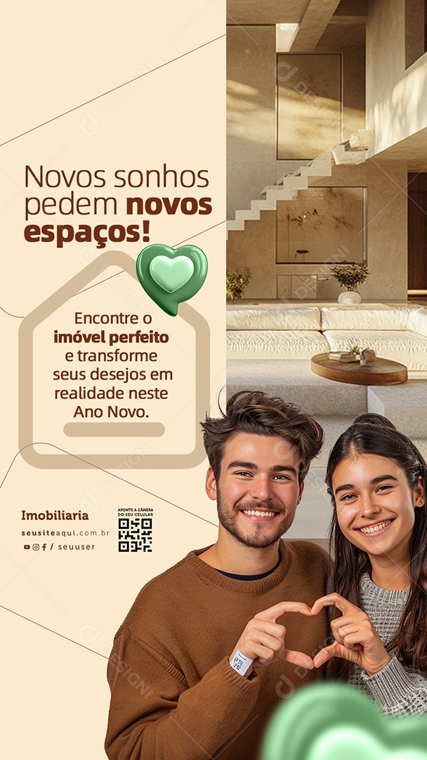 Story Imobiliária Novos Sonhos Pedem Novos Espaços Social Media PSD Editável