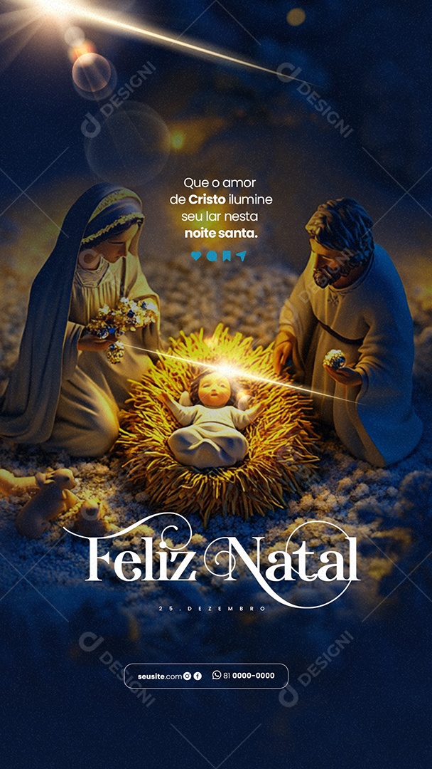 Story Feliz Natal 25 de Dezembro Nascimento de Jesus Social Media PSD Editável