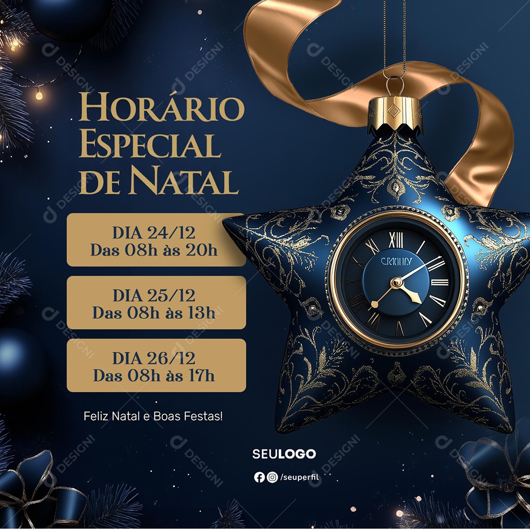 Feliz Natal Horário De Funcionamento Social Media PSD Editável
