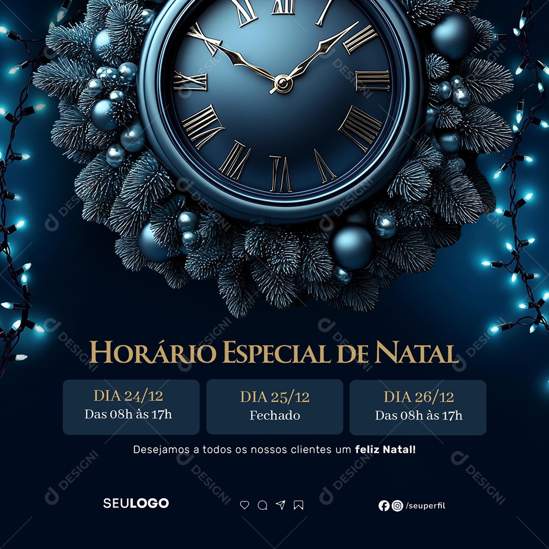 Feliz Natal Horário De Funcionamento Social Media PSD Editável