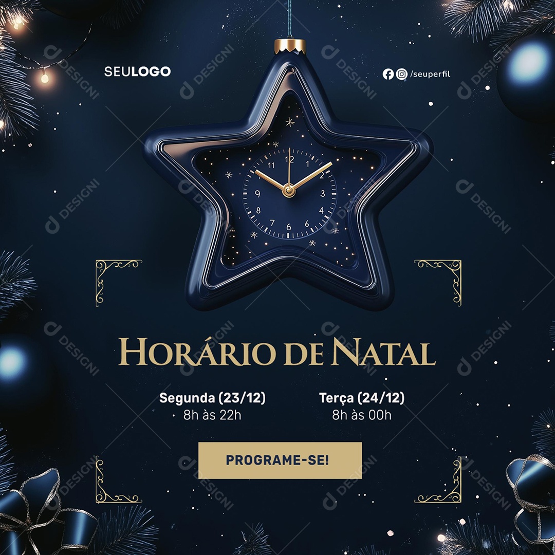 Feliz Natal Horário De Funcionamento Social Media PSD Editável