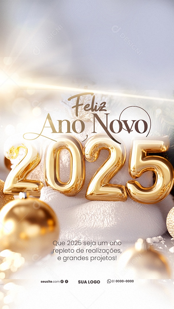 Story Feliz 2025 Ano Novo 01 de Janeiro Social Media PSD Editável