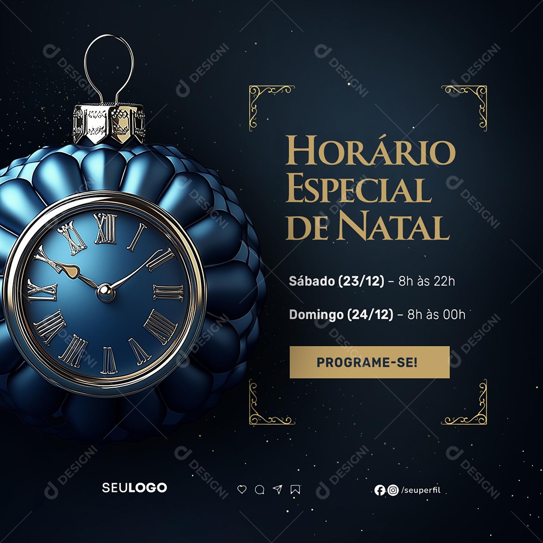 Feliz Natal Horário De Funcionamento Social Media PSD Editável