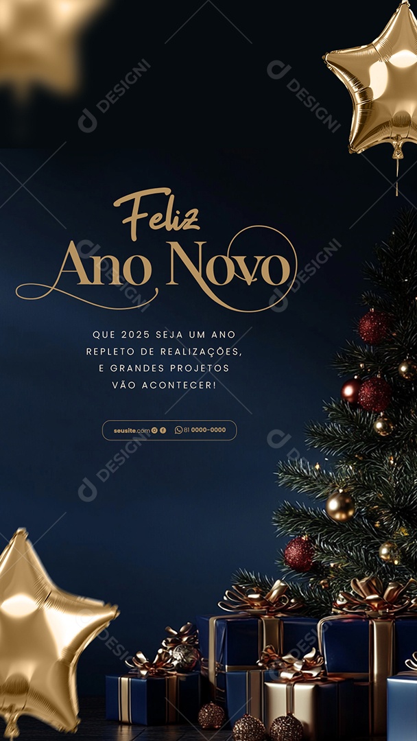 Story Feliz 2025 Ano Novo 01 de Janeiro Social Media PSD Editável