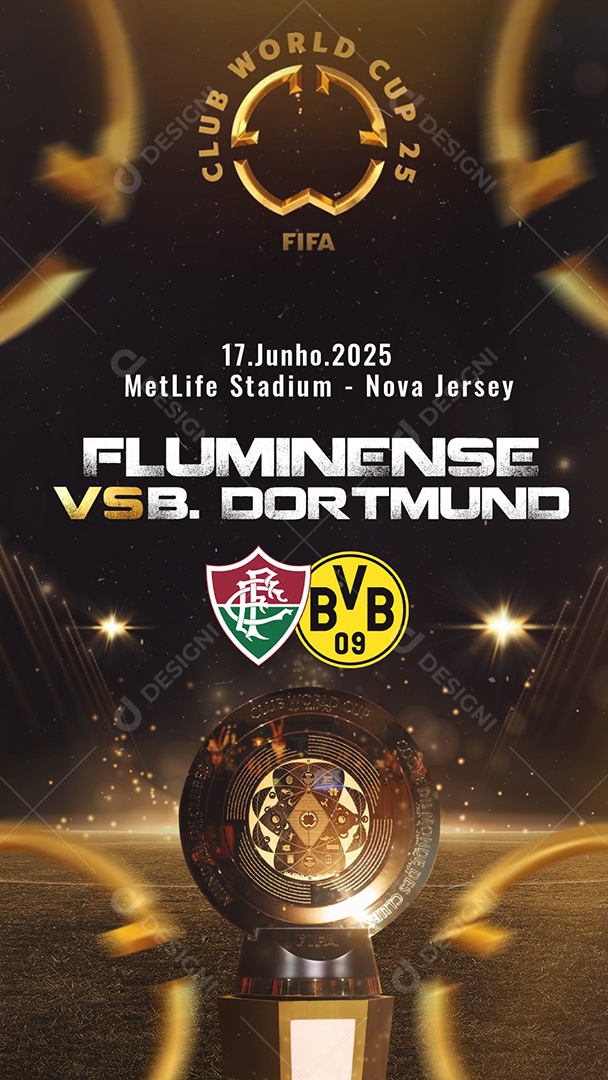 Flyer Story Mundial de Clubes 2025 Fluminese VS Dortmund Social Media PSD Editável