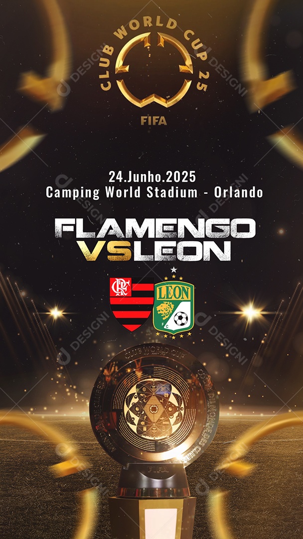 Flyer Story Mundial de Clubes 2025 Flamengo VS Leon Madrid Social Media PSD Editável
